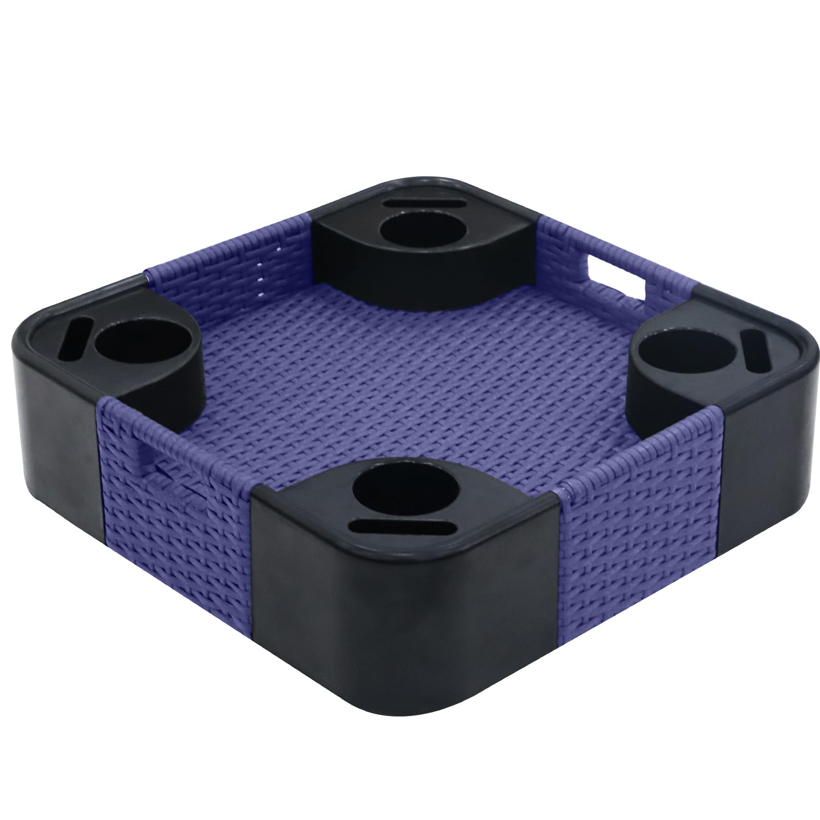 COOS BAY 24"x24" Square Floating Pool Tray with Cup Holders and Phone Slots, Large Wicker Drink Holder for Pool, Hot Tub & Spa, Waterproof Serving Tray, Blue - Image 9